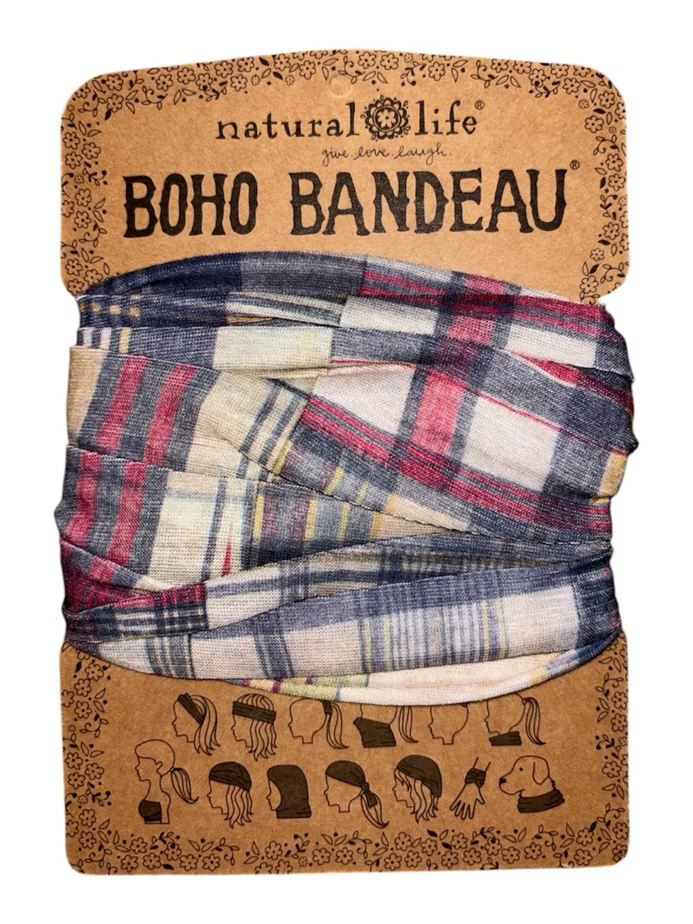 Natural Life plaid boho bandeau hair band
